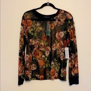 NEVER WORN floral mesh long sleeve